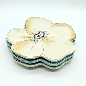 Laurie Gates Casual Collection Flower Petal Ceramic Plates (3)